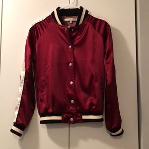 Lovers + friends red satin bomber